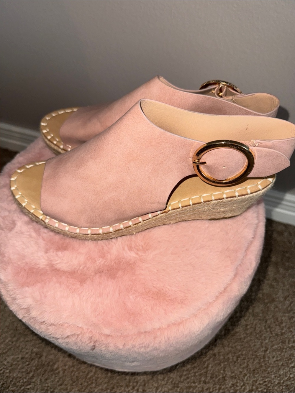 Catherine Malandrino Blush Pink Slingback Espadrille Sandals